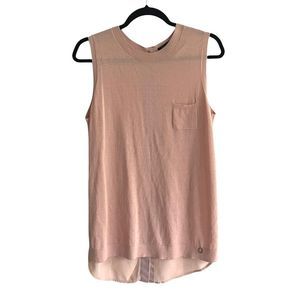 RUDSAK Sleeveless Blouse Tank Top Knit Semi-Sheer Dusty Rose Pink M